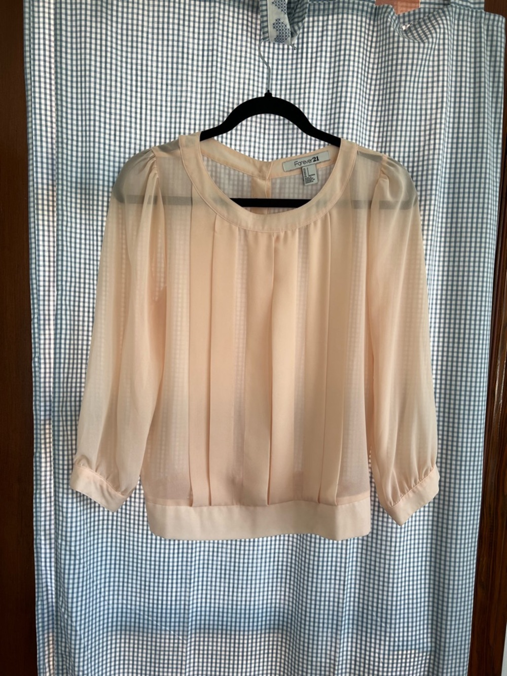 Forever 21 Light Peach Chiffon Pleated Blouse
